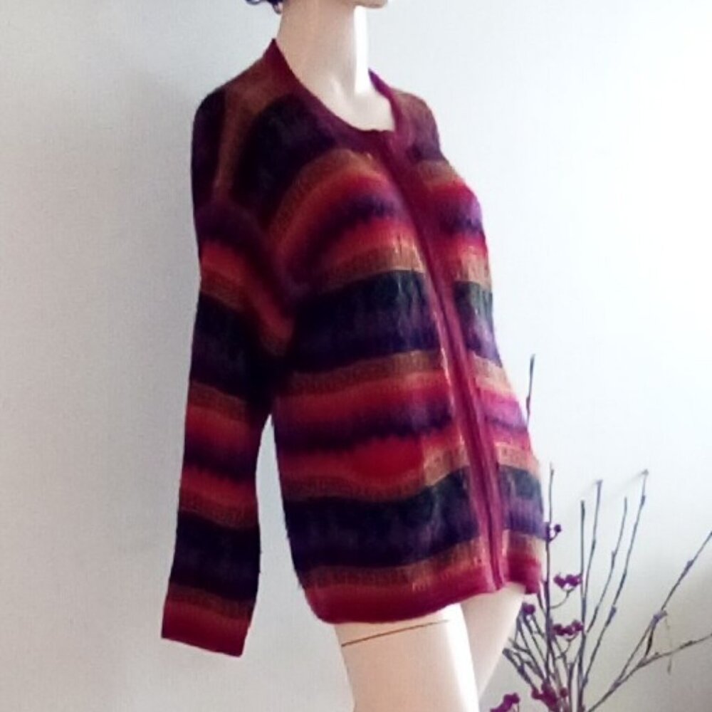 Alpaca Womens Alpaca 100%  Zip Cardigan Earthy Colors Size M Peru Bust 37"